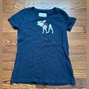 Abercrombie & Fitch Moose Graphic Tee Navy Blue Size Large